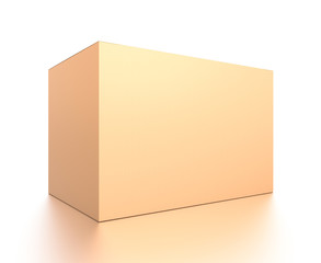 Brown corrugated cardboard box from side closeup angle. Blank, horizontal, and rectangle shape.