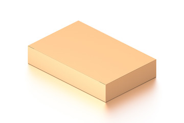 Brown corrugated cardboard box from isometric angle. Blank, horizontal, and rectangle shape.