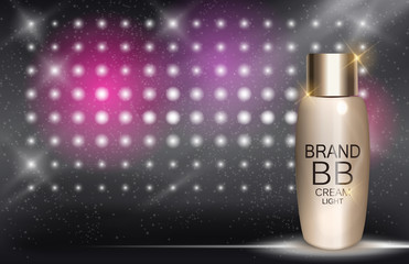 BB Cream Bottle Template for Ads or Magazine Background. 3D Real