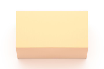 Brown corrugated cardboard box from top angle. Blank, horizontal, and rectangle shape.