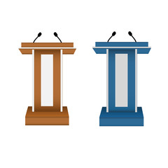 Podium Tribune Rostrum Stand with Microphones Isolated on Background