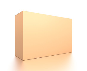 Brown corrugated cardboard box from side closeup angle. Blank, horizontal, and rectangle shape.