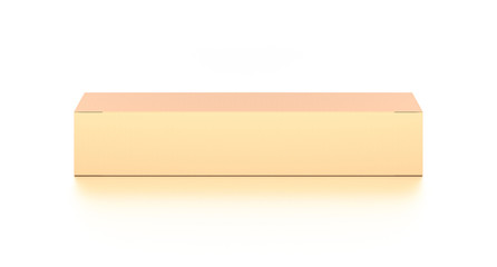 Brown corrugated cardboard box from top front angle. Blank, horizontal, and rectangle shape.