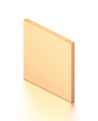 Brown corrugated cardboard box from isometric angle. Blank, vertical, and rectangle shape.