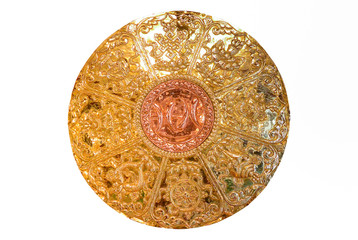 Wood carving gold pattern in Nepal.