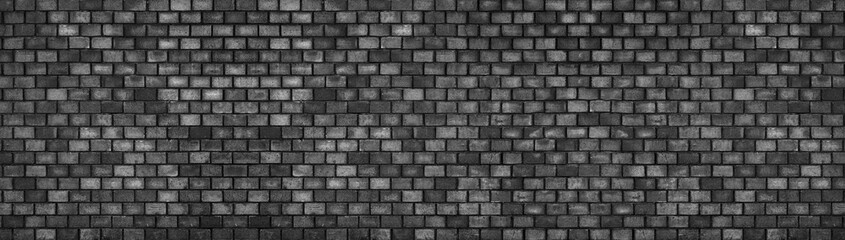 black brick wall, wide panoramic stone surface texture