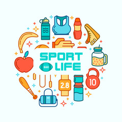 Circle of sports icons. Sport concept, background.