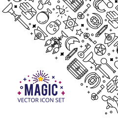 Vector illustration of magic icons. sparkle magic lights. mystery miracle
