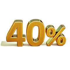 3d Gold 40 Forty Percent Discount Sign
