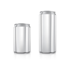 Set of blank aluminium cans. Drawn with mesh tool. Fully adjustable and scalable