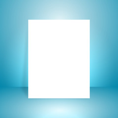 Vector of blue empty studio room background with white paper, te