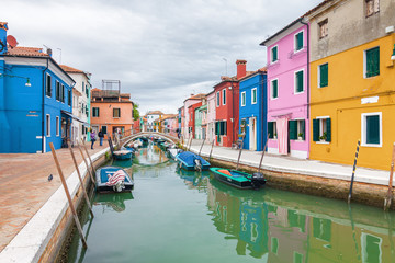 Obraz na płótnie Canvas Cloudy view of Burano island, famous Venice landmark, Veneto region, Italy.