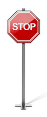 Stop traffic sign isolated on white background. 3D illustration