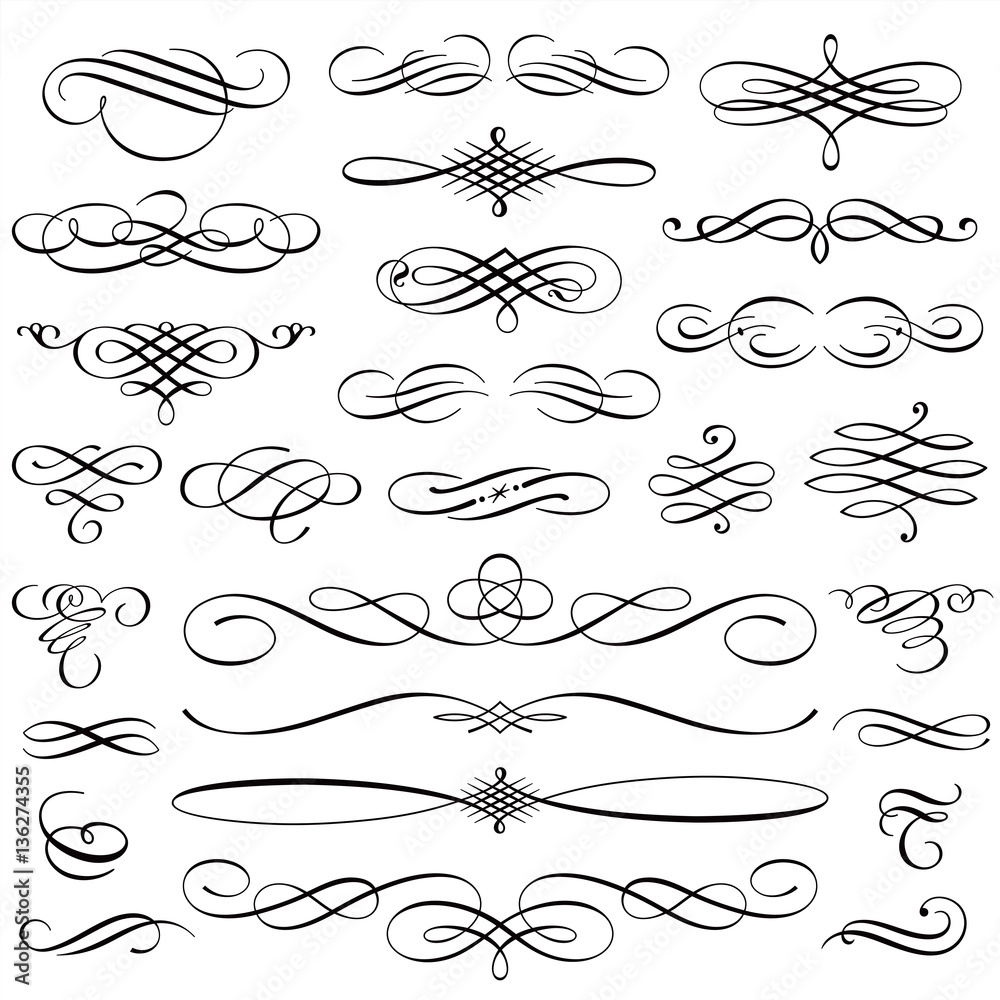 Canvas Prints vintage calligraphic design elements swirls vignettes