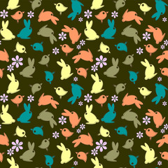seamless pattern with Easter rabbits