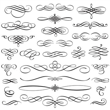 Vintage Calligraphic Design Elements Swirls Vignettes
