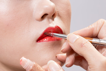 facial makeup of young asian beautiful woman