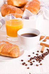 Breakfast with croissants.