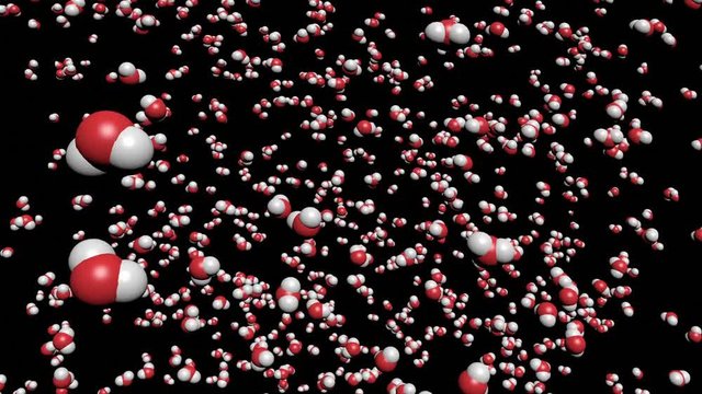 気体分子の自由運動のイメージ-水分子