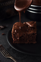 Chocolate cake on dark background