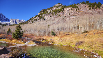 Mountain autumn panoramic landscape, Aspen in Colorado, USA.