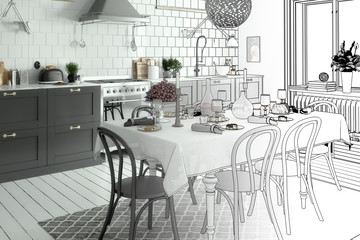 Arrangement of a Kitchen (drawing)