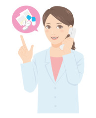 白衣の女性 医師 薬剤師 電話相談