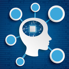 Cyborg Human Head Microchip Network