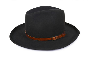 Men's black hat is isolated on a white background