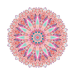 Watercolor ethnic ornate feathers abstract mandala.