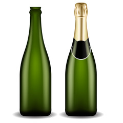 Realistic Champagne Bottles : Vector Illustration