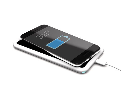Modern wireless charger and phone (3d illustration).
