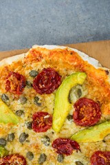 Close-up of pizza served on a pizza tray