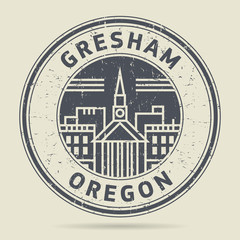 Grunge rubber stamp or label with text Gresham, Oregon