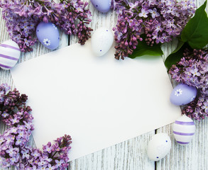 Easter card with lilac flowers