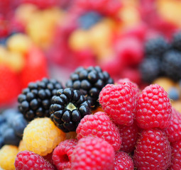 Fresh berries include  sweet raspberry and blackberry