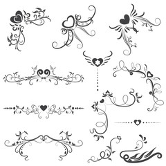 vector illustration set of border calligraphic and dividers decorative