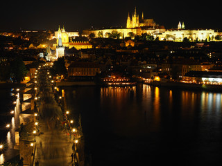 Fototapeta na wymiar Prague castle and Charles bridge at night, Czech Republic