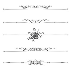 vector illustration set of border calligraphic and dividers decorative