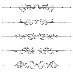 vector illustration set of border calligraphic and dividers decorative