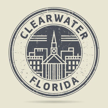 Grunge rubber stamp or label with text Clearwater, Florida