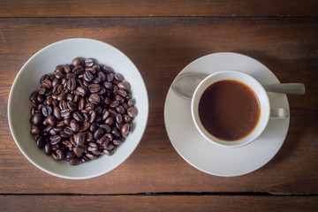 Coffee on wood Table Background