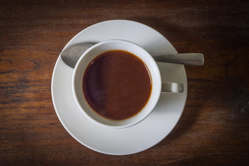 Coffee on wood Table Background