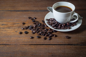 Coffee on wood Table Background