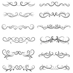 vector illustration set of border calligraphic and dividers decorative