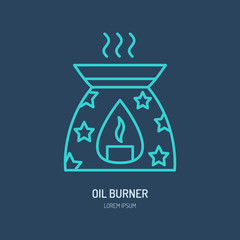 Modern vector line icon of oil burner.