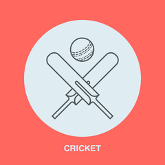 Cricket vector line icon. Bats and ball logo, equipment sign. Sport competition illustration.