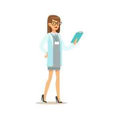 Doctor Studying Patients Medical History File, Hospital And Healthcare Illustration