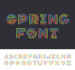 Bright color line geometrical latin font