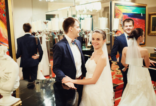 Bride and her husband spend wonderful time at the hotel